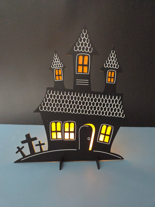 Haunted House LED Tea Light Holder