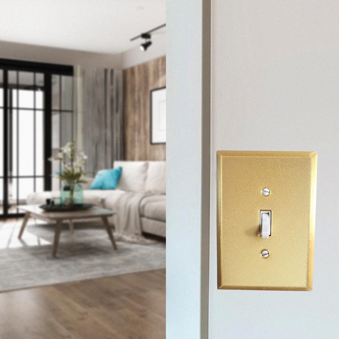 Golden Light Switch Cover, Wall Plate Cover, Mid Century Modern, Unique Switch Plate Design, For Living Room, Decorative, Home Decor