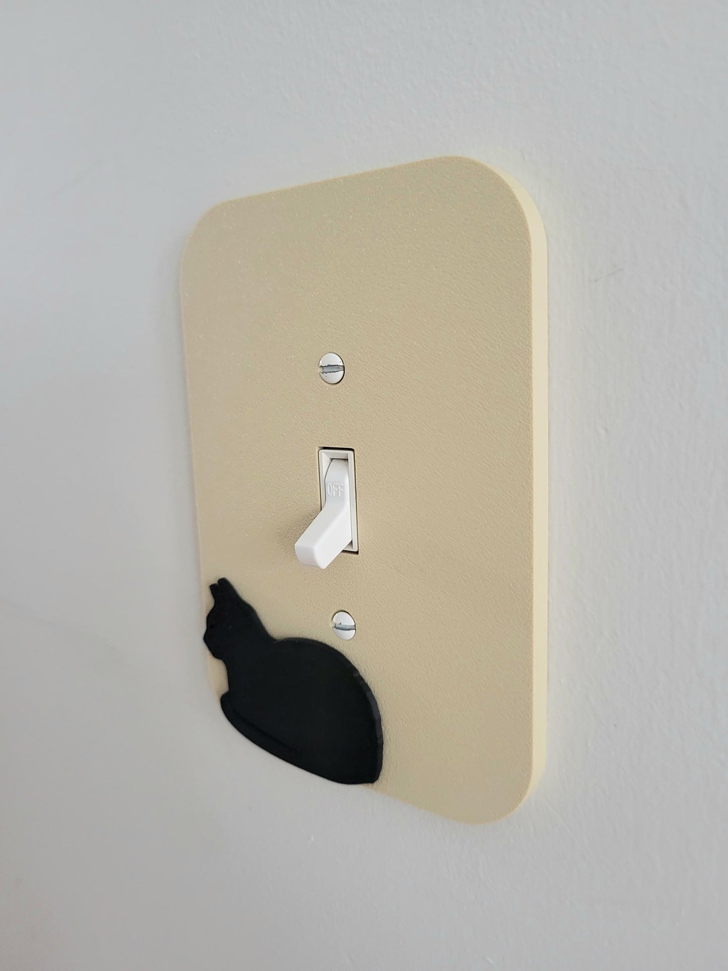 Light Switch Cover With Curled Up Cat  Wall Plate Cover, Mid Century Modern, Unique Switch Plate Design, Home Decor, Kitten Light Switch