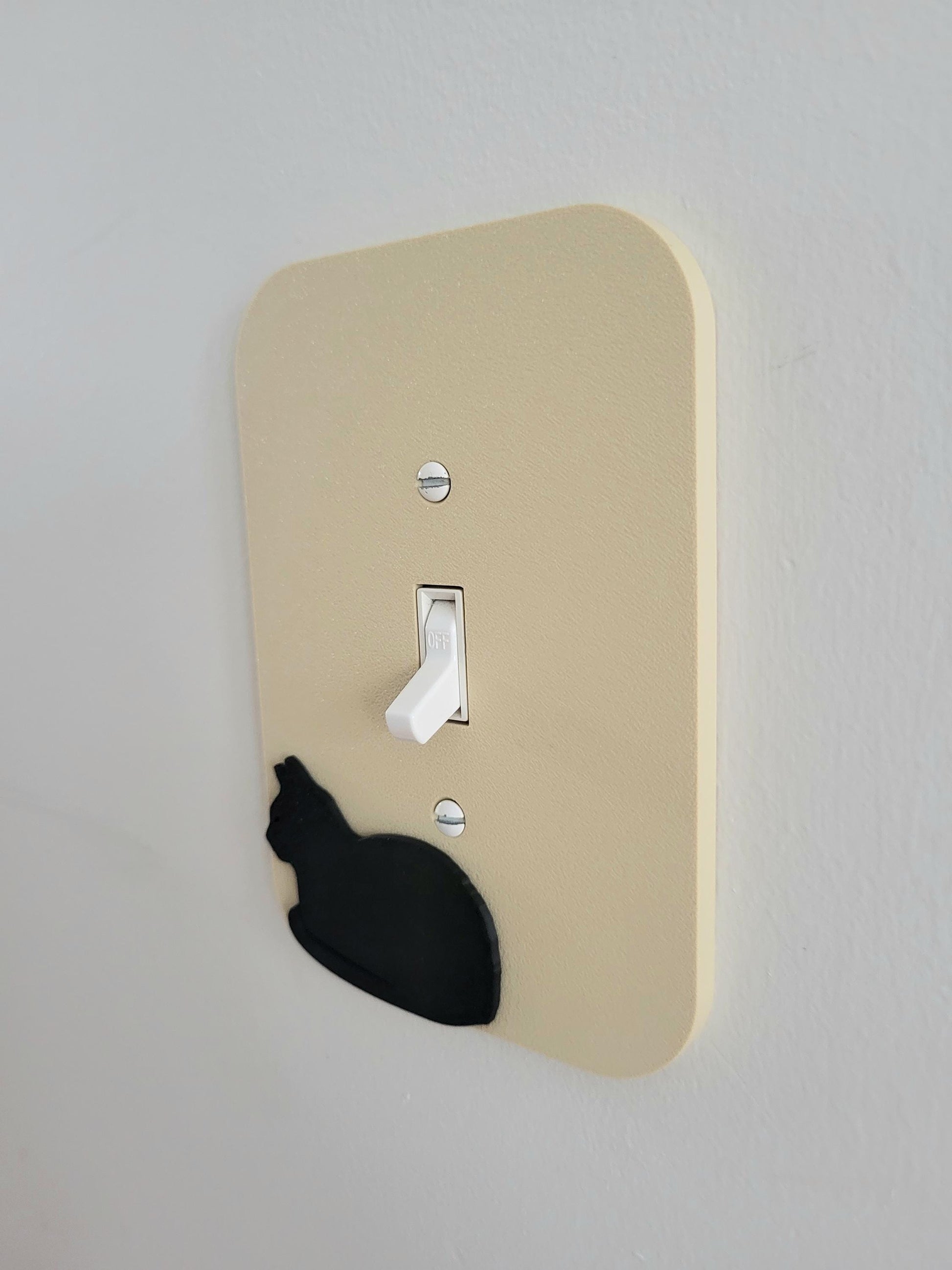 Light Switch Cover With Curled Up Cat  Wall Plate Cover, Mid Century Modern, Unique Switch Plate Design, Home Decor, Kitten Light Switch