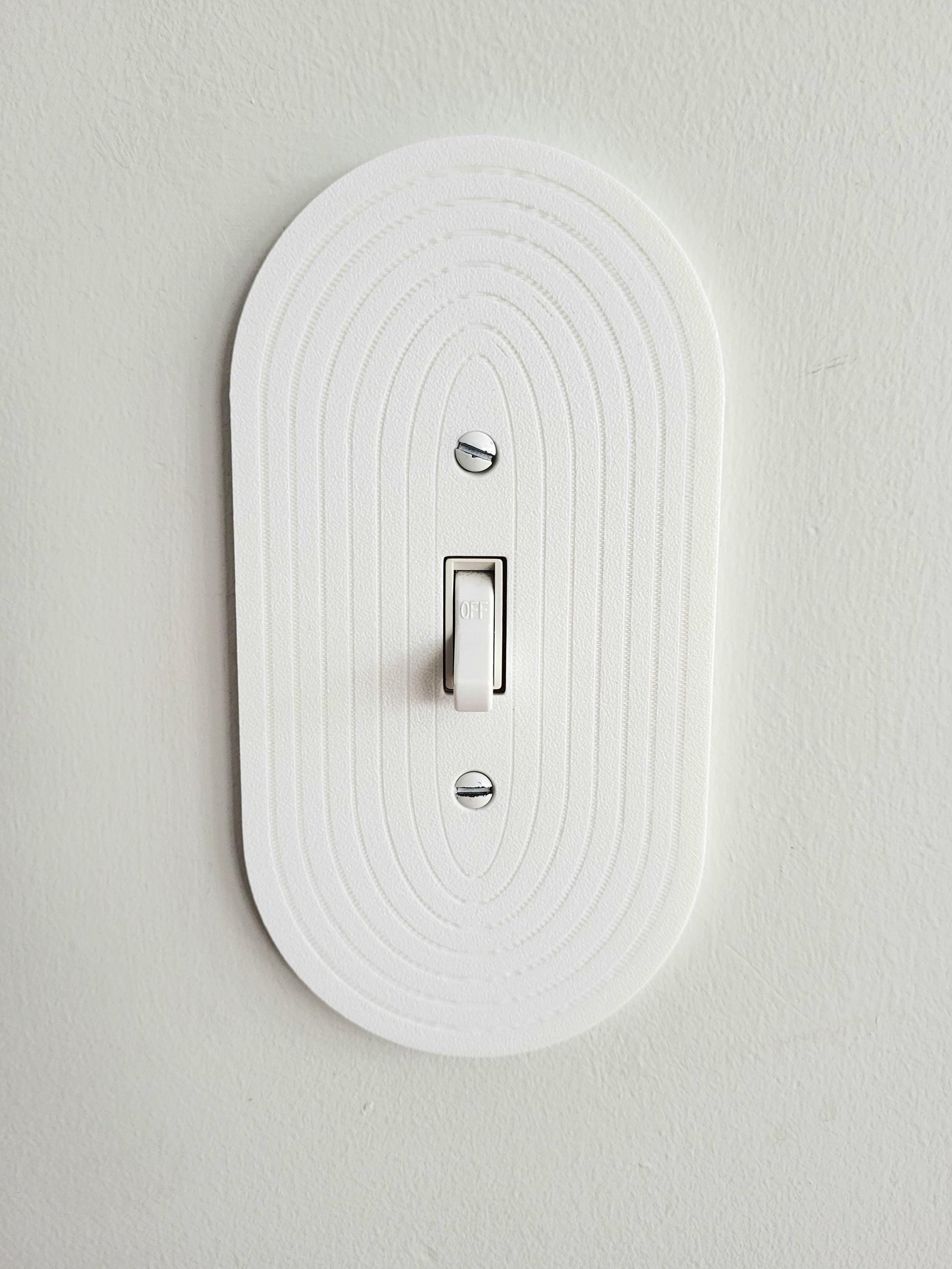 Oval Light Switch Cover With Delicate Stripes, Wall Plate Cover, Mid Century Modern, Unique Switch Plate Design, Decorative Wall Plate,