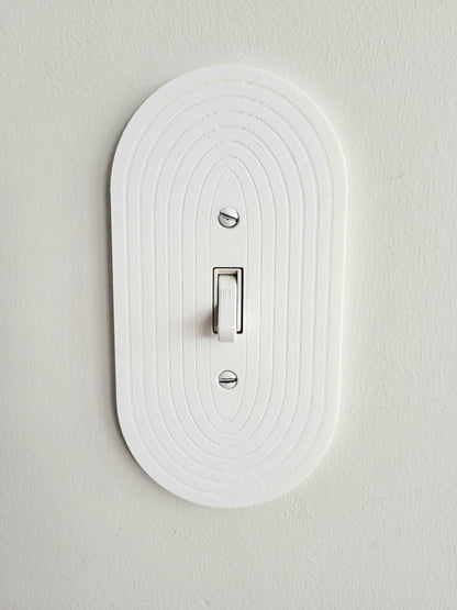 Oval Light Switch Cover With Delicate Stripes, Wall Plate Cover, Mid Century Modern, Unique Switch Plate Design, Decorative Wall Plate,