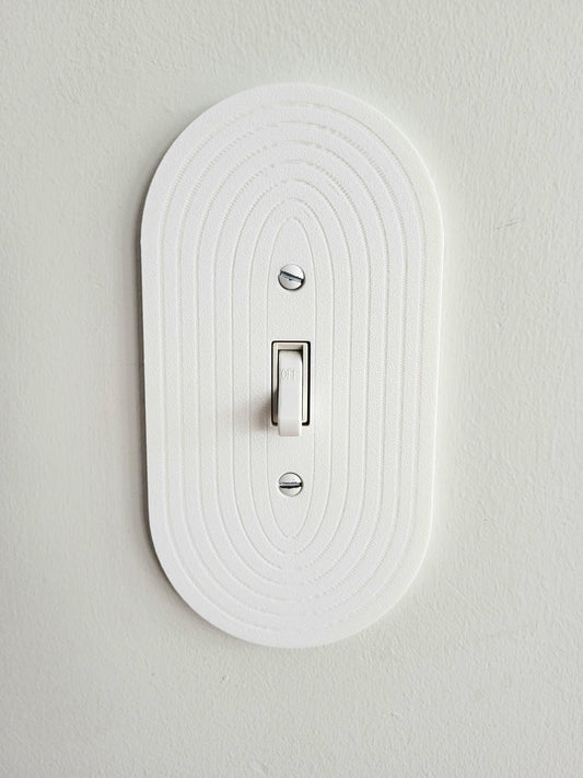 Oval Light Switch Cover With Delicate Stripes, Wall Plate Cover, Mid Century Modern, Unique Switch Plate Design, Decorative Wall Plate,