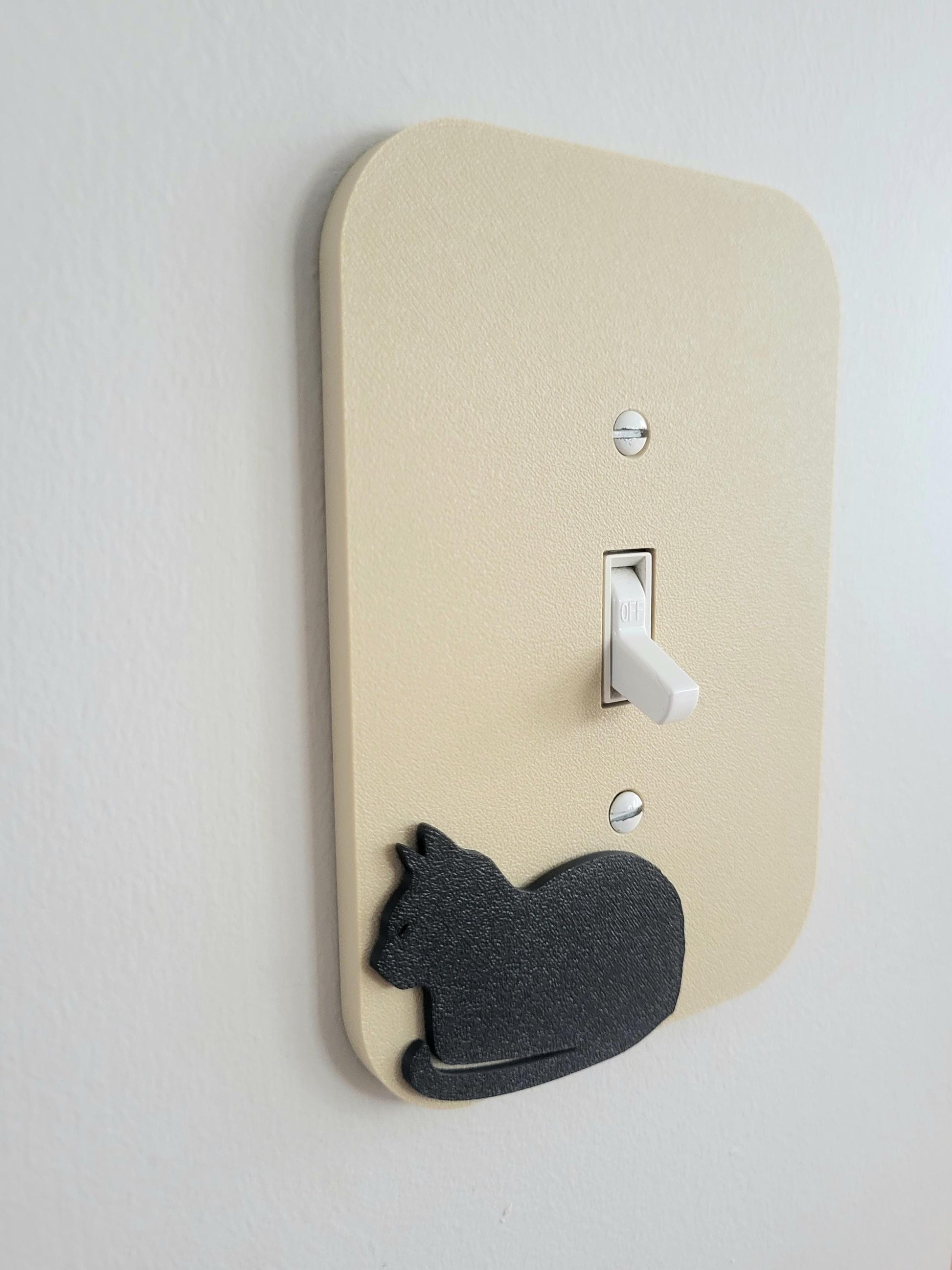 Light Switch Cover With Curled Up Cat  Wall Plate Cover, Mid Century Modern, Unique Switch Plate Design, Home Decor, Kitten Light Switch