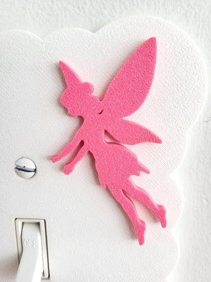 Wavy Light Switch Cover with Flying Fairies, Cloudy Light Switch, Scalloped Fairy Wall Plate, Unique Switch, For Kids Room, Baby Shower Gift