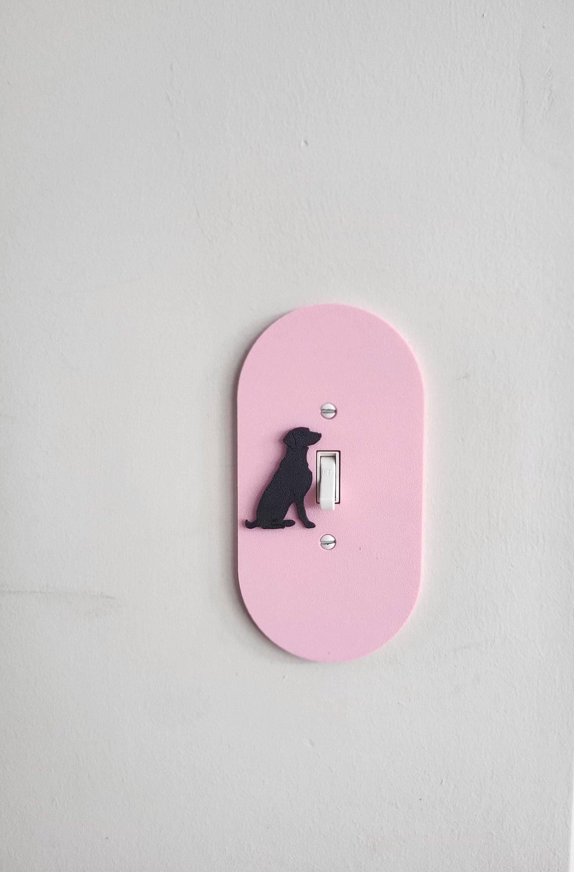 Oval Light Switch Cover With Dog Accent, Wall Plate Cover, Mid Century Modern, Unique Switch Plate Design, Home Decor, Dog Light Switch