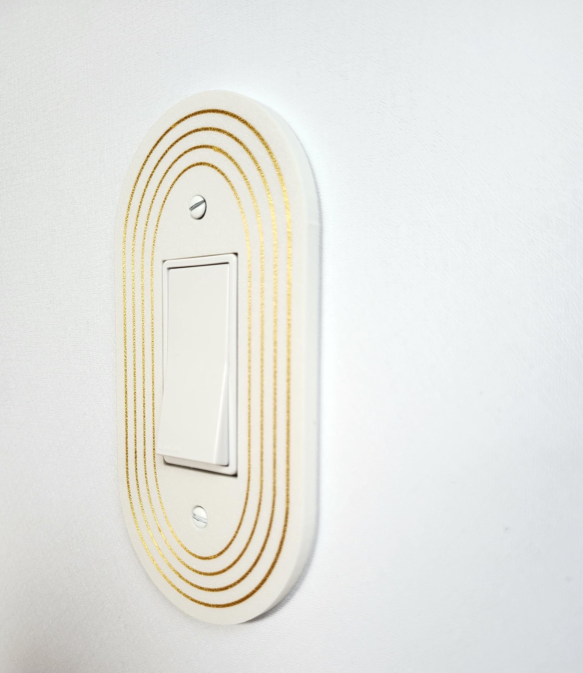 Oval Light Switch Cover With Delicate Color Stripes, Customizable Colors, Wall Plate Cover, Mid Century Modern, Unique Switch Plate Design,