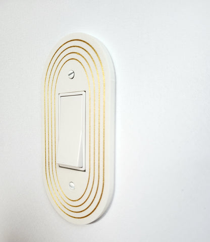 Oval Light Switch Cover With Delicate Color Stripes, Customizable Colors, Wall Plate Cover, Mid Century Modern, Unique Switch Plate Design,
