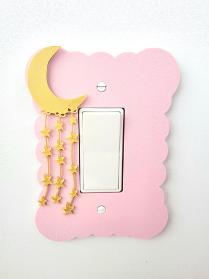 Moon and Stars Light Switch Cover, Cloudy Wall Plate For Nursery, Wavy Rocker Switch, Outlet, Unique Switch For Kids Room, Baby Shower Gift,