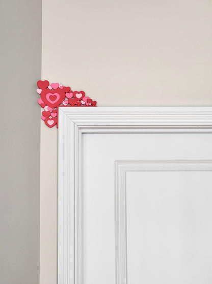 3 Colors Hearts Door Topper - Valentine’s Day Door Corner,  Valentine's Decor, Seasonal Decor, Valentines Day Themed Decor, Home Decor