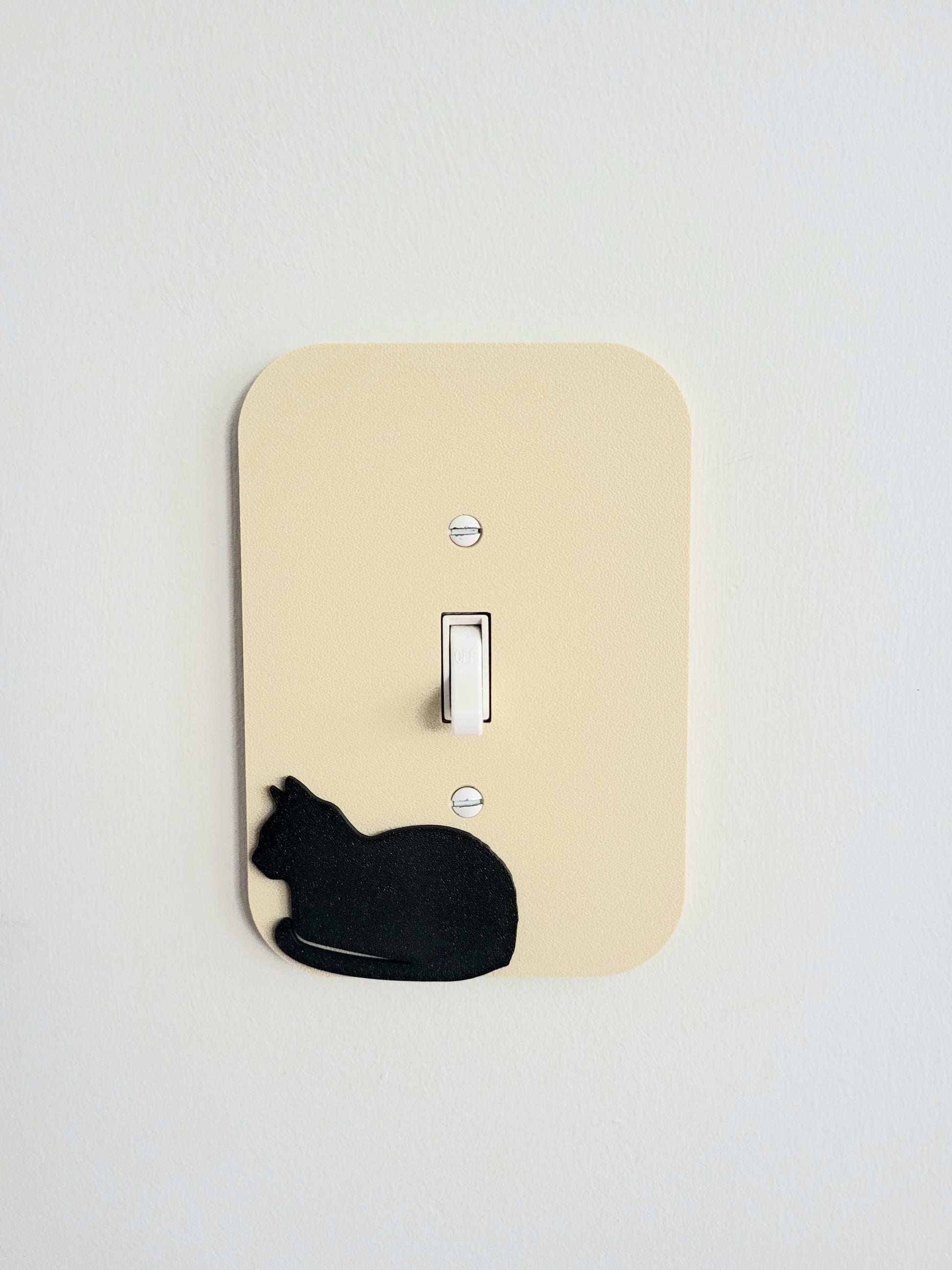 Light Switch Cover With Curled Up Cat  Wall Plate Cover, Mid Century Modern, Unique Switch Plate Design, Home Decor, Kitten Light Switch