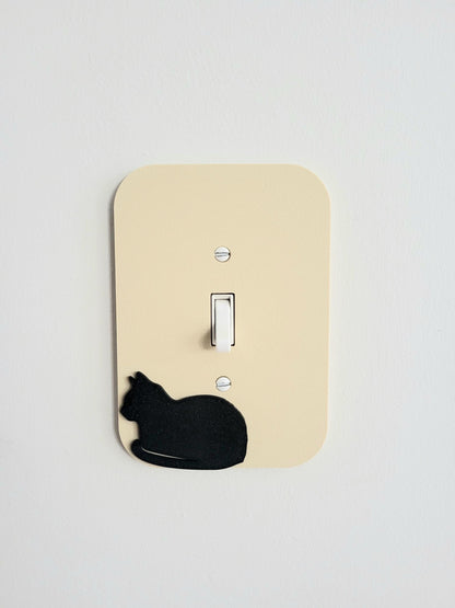Light Switch Cover With Curled Up Cat  Wall Plate Cover, Mid Century Modern, Unique Switch Plate Design, Home Decor, Kitten Light Switch