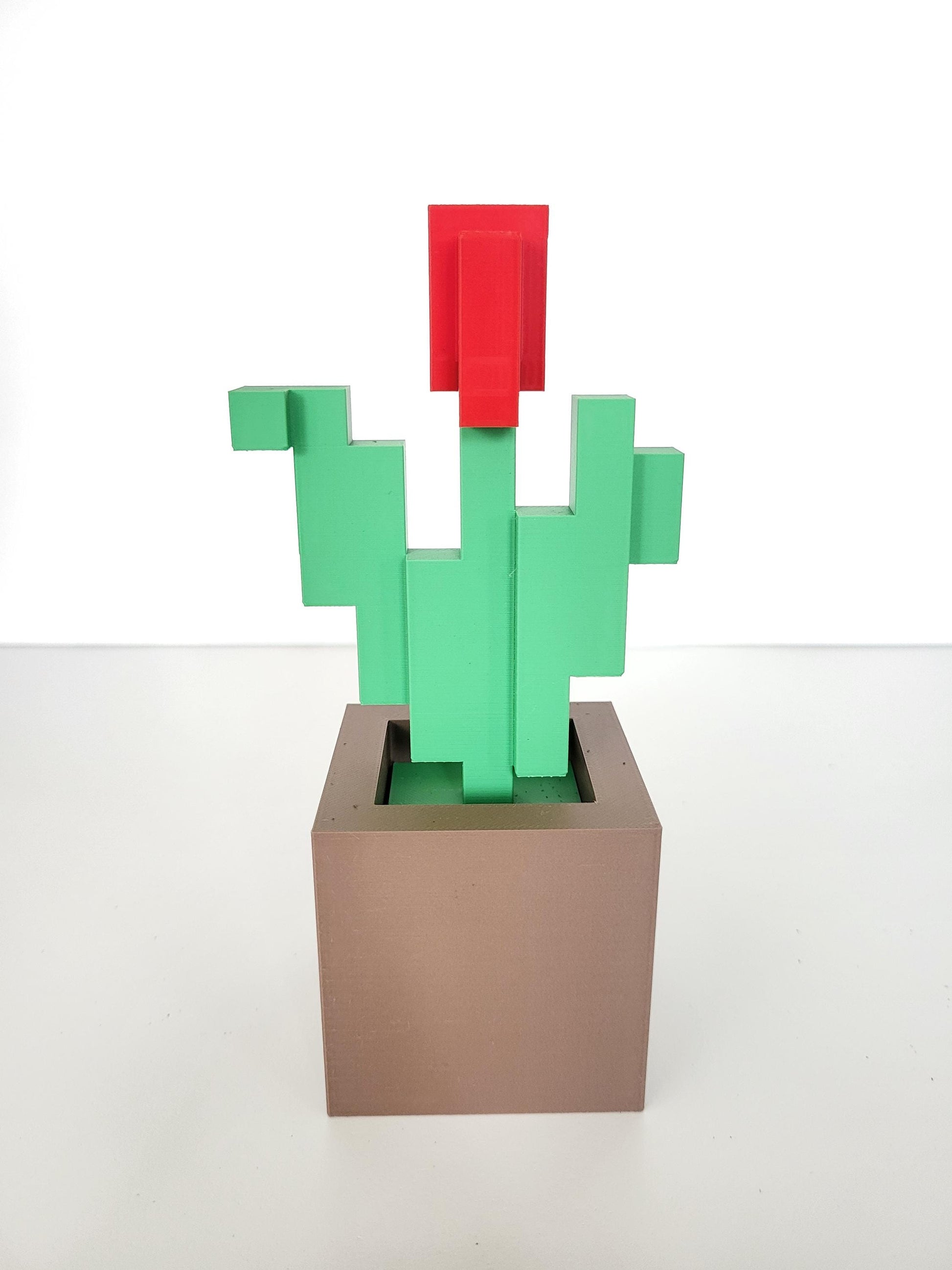 Gaming Inspired Pixelated Tulip with Pot, Gaming Style Flower, Desk Accessory, Room Decor, Gift for Gamers, 3d printed, Multiple Colors