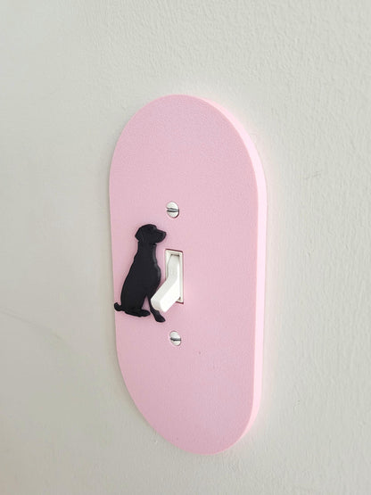 Oval Light Switch Cover With Dog Accent, Wall Plate Cover, Mid Century Modern, Unique Switch Plate Design, Home Decor, Dog Light Switch