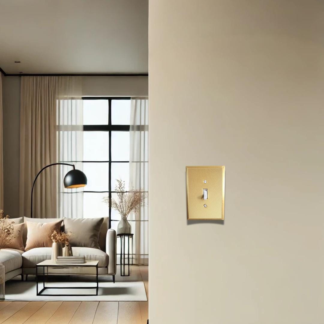 Golden Light Switch Cover, Wall Plate Cover, Mid Century Modern, Unique Switch Plate Design, For Living Room, Decorative, Home Decor