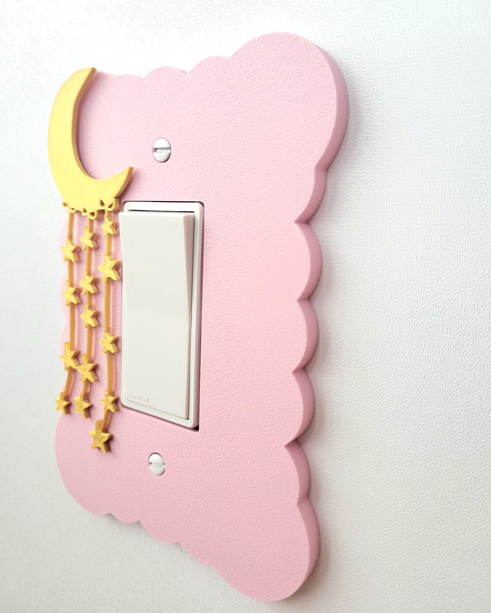 Moon and Stars Light Switch Cover, Cloudy Wall Plate For Nursery, Wavy Rocker Switch, Outlet, Unique Switch For Kids Room, Baby Shower Gift,