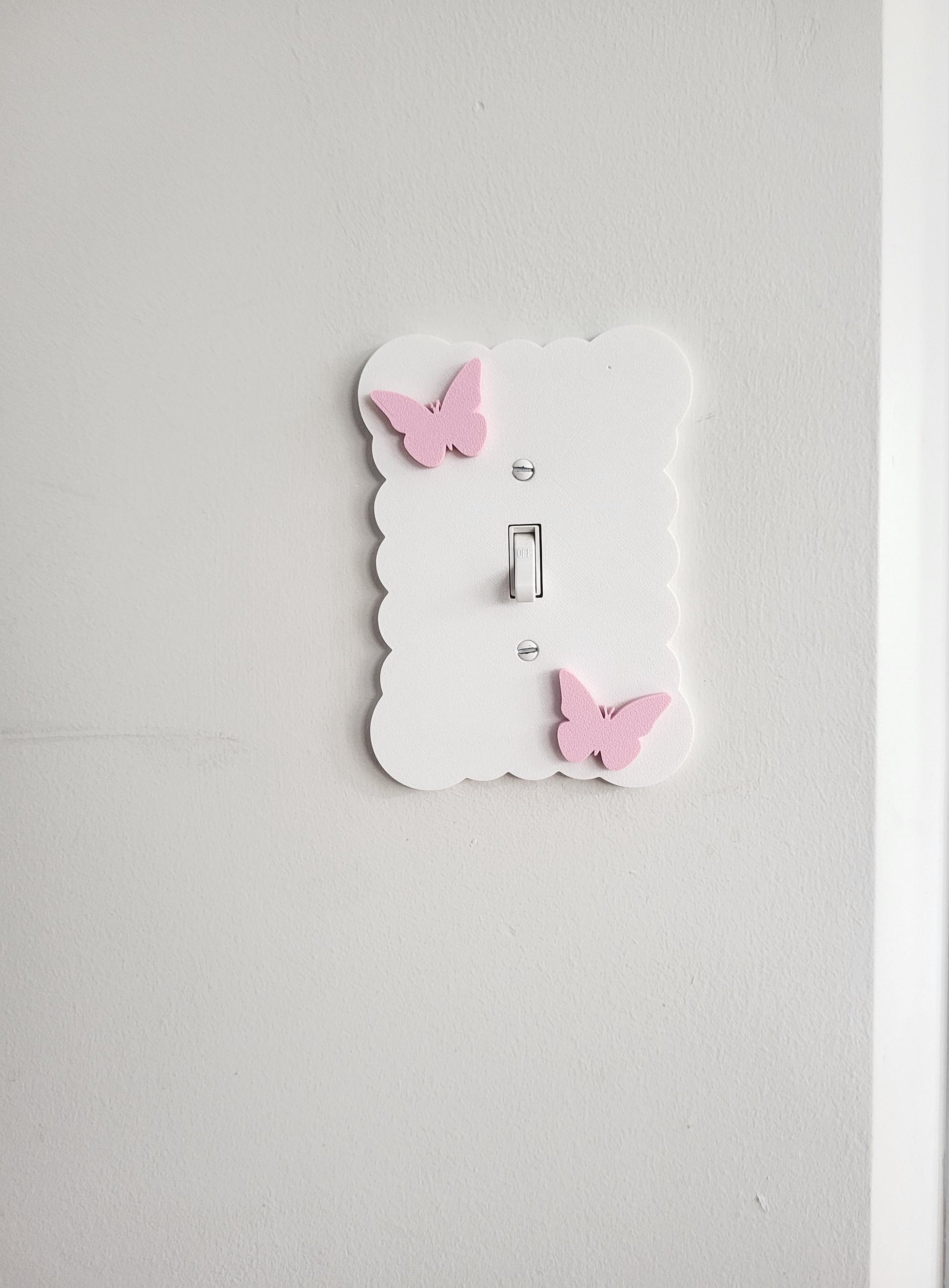 Cloudy Light Switch Cover With Butterflies, Scalloped Wall Plate, Unique Switch, For Kids Room, Wavy Switch Cover, Cloud Rocker Switch, Baby Shower Gift