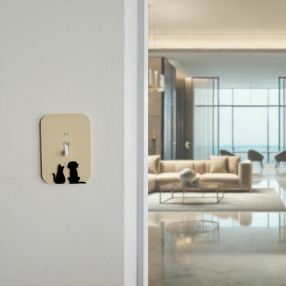Dog and Cat Together Light Switch Cover – Cute Pet Wall Plate for Animal Lovers, Unique Switch Plate Design, Home Decor, Kitten Dog Light Switch
