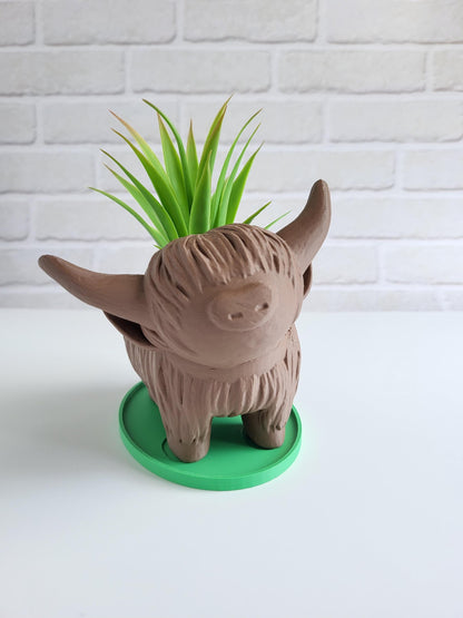 Cute Mini Animal Pot for Succulents & Cacti – Farmhouse Style Decor, Cow Planter, Highland Cow Planter