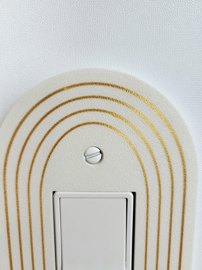 Oval Light Switch Cover With Delicate Color Stripes, Customizable Colors, Wall Plate Cover, Mid Century Modern, Unique Switch Plate Design,