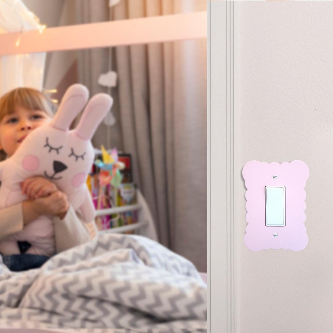 Cloudy Switch Cover, Wavy Wall Plate For Nursery, Unique Switch For Kids Room, Home Decor, Baby Shower Gift Idea, Pink Decor,