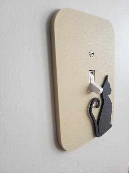 Light Switch Cover With Sitting A Cat Looking Right, Wall Plate Cover, Mid Century Modern, Unique Switch Plate Design, Home Decor, Kitten Light Switch, Outlet Cover