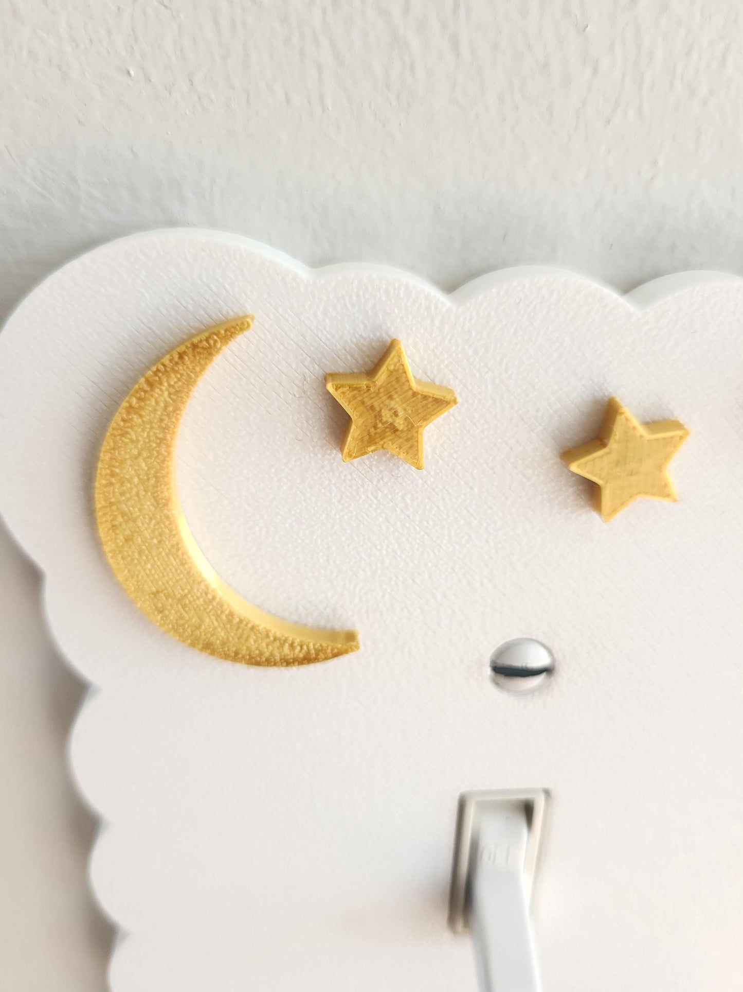 Moon and Stars Light Switch Cover, Cloudy Wall Plate For Nursery, Wavy Scalloped Switch Cover, Unique Switch For Kids Room, Personalized