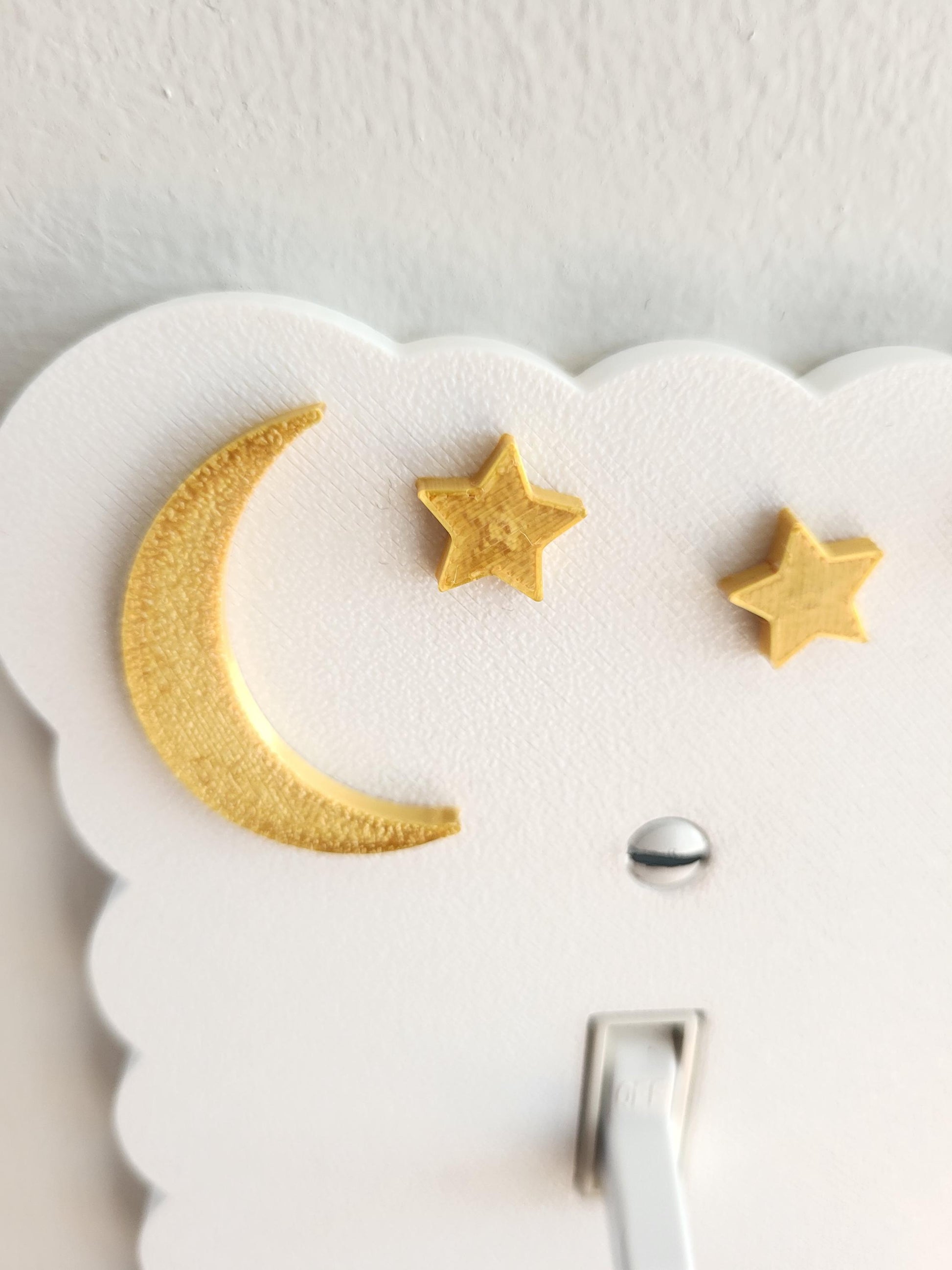 Moon and Stars Light Switch Cover, Cloudy Wall Plate For Nursery, Wavy Scalloped Switch Cover, Unique Switch For Kids Room, Personalized