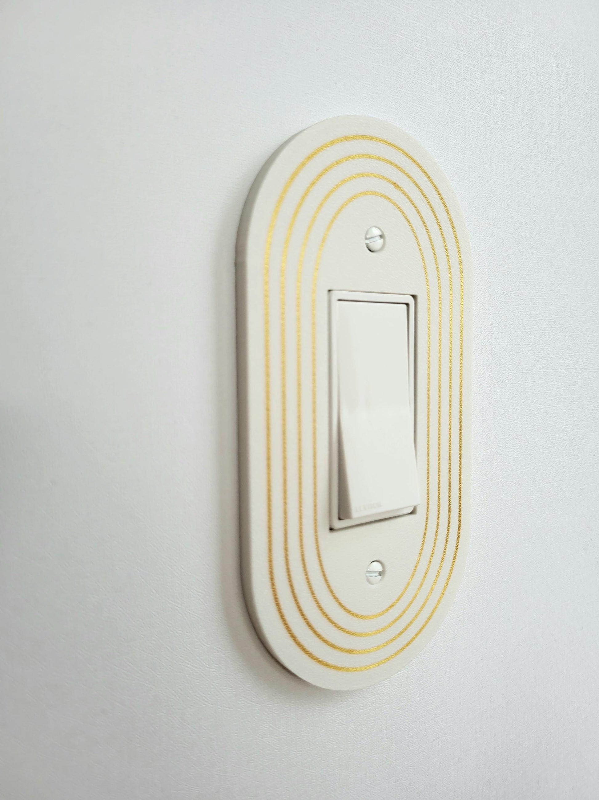 Oval Light Switch Cover With Delicate Color Stripes, Customizable Colors, Wall Plate Cover, Mid Century Modern, Unique Switch Plate Design,
