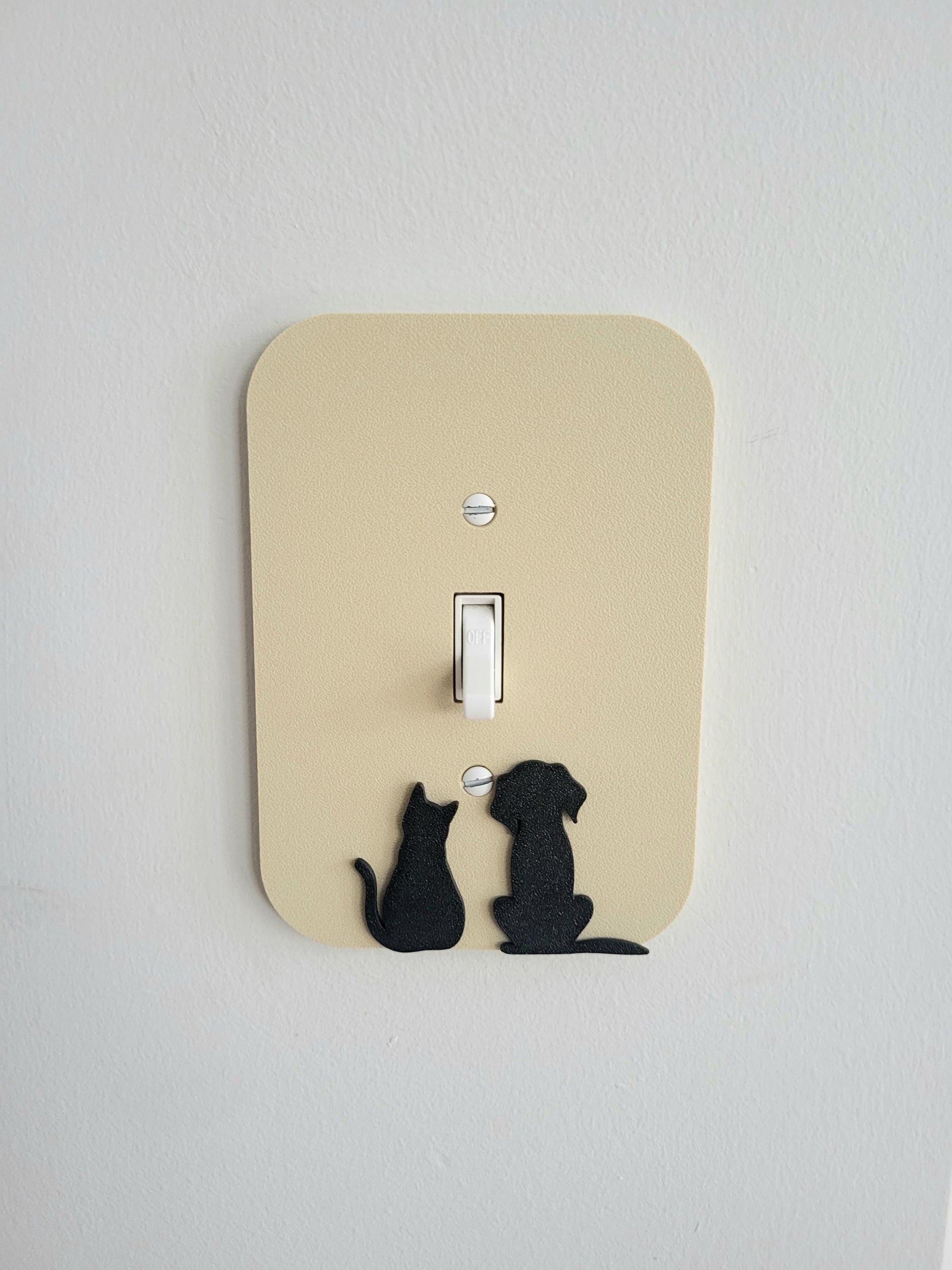 Dog and Cat Together Light Switch Cover – Cute Pet Wall Plate for Animal Lovers, Unique Switch Plate Design, Home Decor, Kitten Dog Light Switch