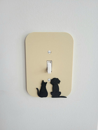 Dog and Cat Together Light Switch Cover – Cute Pet Wall Plate for Animal Lovers, Unique Switch Plate Design, Home Decor, Kitten Dog Light Switch