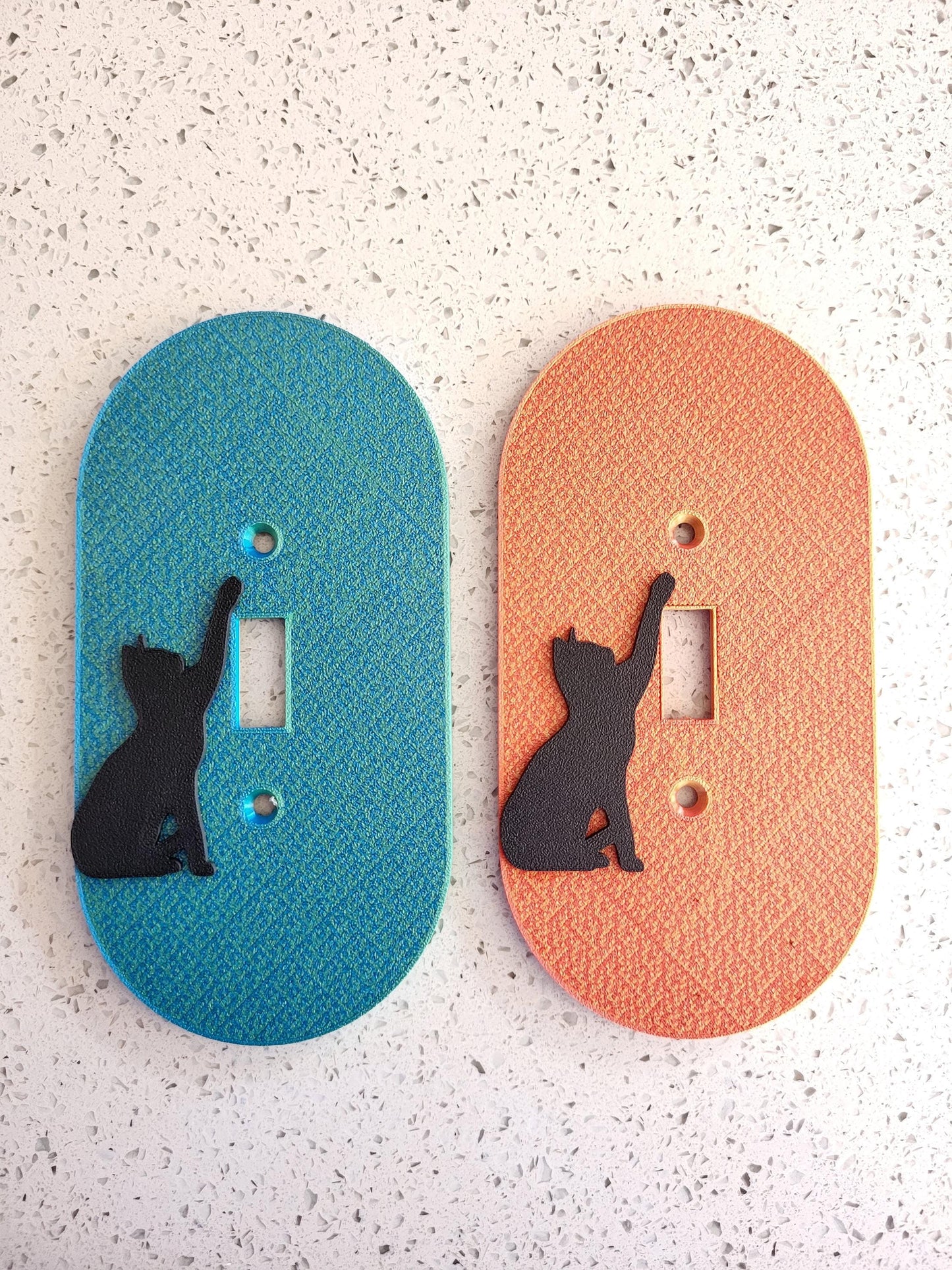 Oval Light Switch Cover With Cat Switching Off The Light , Wall Plate Cover, Mid Century Modern, Unique Switch Plate Design, Home Decor, Kitten Light Switch