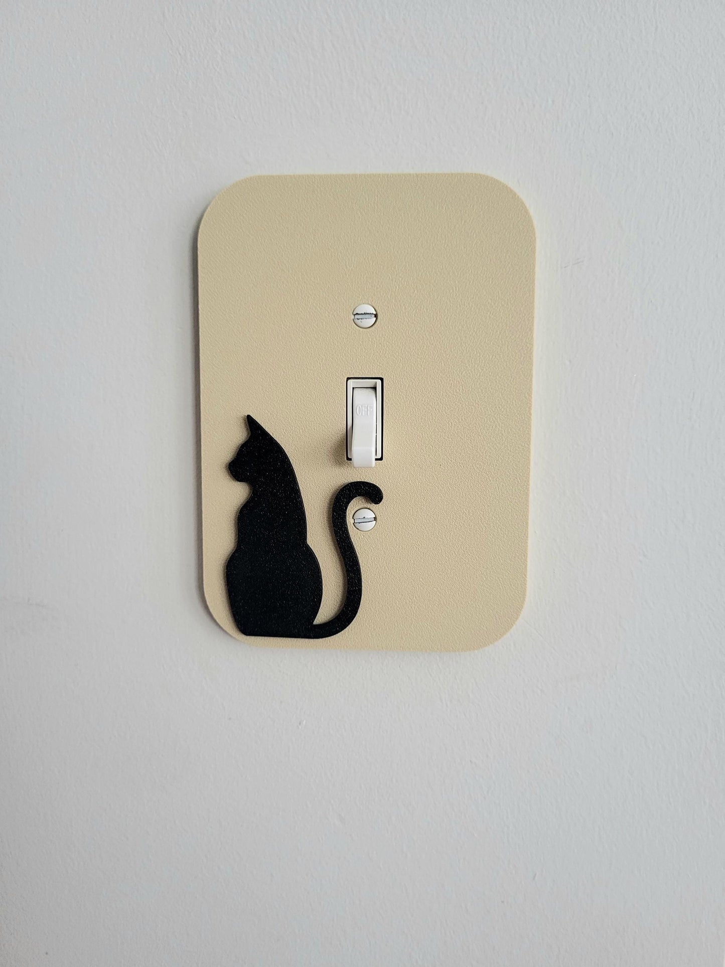 Light Switch Cover With Sitting Cat With Tail Accent, Wall Plate Cover, Mid Century Modern, Unique Switch Plate Design, Home Decor, Kitten Light Switch