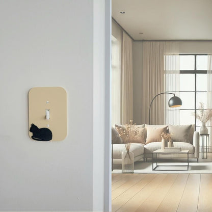Light Switch Cover With Curled Up Cat  Wall Plate Cover, Mid Century Modern, Unique Switch Plate Design, Home Decor, Kitten Light Switch