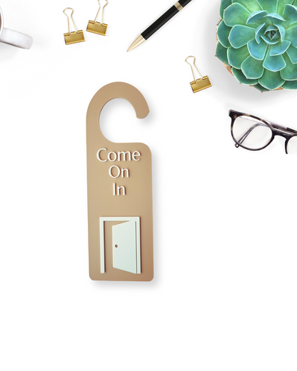 come on in sign,
welcome door sign,
door hanger office,
office welcome sign,
therapy door sign,
salon door sign,
spa welcome sign,
open door sign,
door knob sign,
reception sign,
client entry sign,
home office decor,
workspace signage,