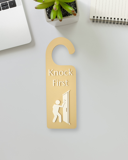 knock first sign,
door hanger office,
privacy door sign,
home office sign,
workspace signage,
therapy door sign,
do not disturb alt,
office decor sign,
knock before enter,
office entry sign,
door handle tag,
knock sign,
business door sign,