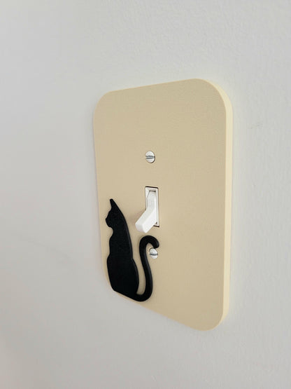 Light Switch Cover With Sitting Cat With Tail Accent, Wall Plate Cover, Mid Century Modern, Unique Switch Plate Design, Home Decor, Kitten Light Switch