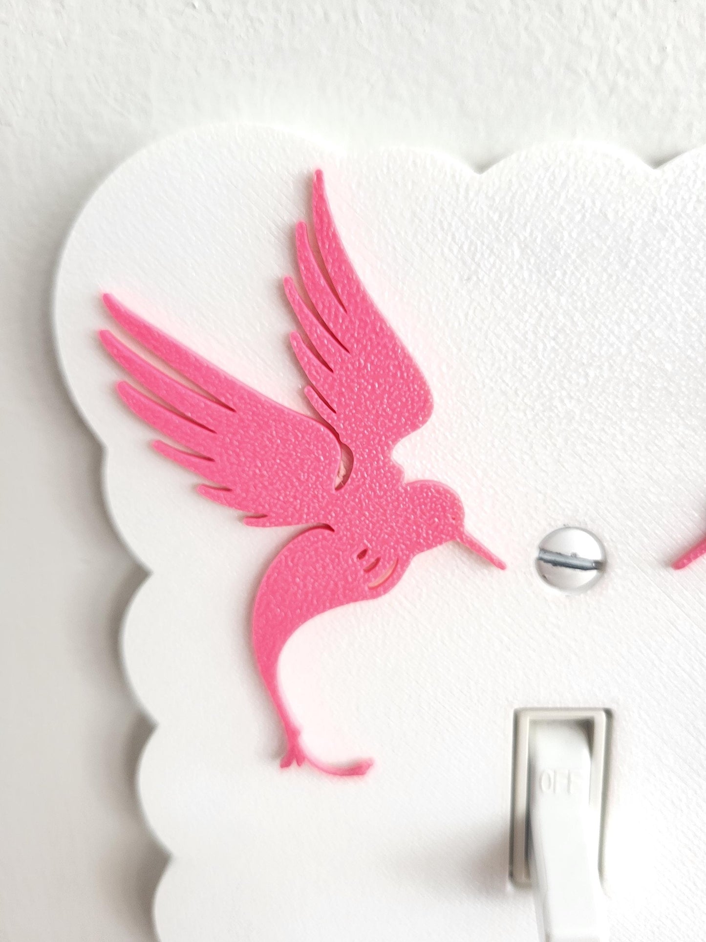 Light Switch Cover with Pink Birds, Scalloped Wall Plate, Unique Switch, For Kids Room, Wavy Switch Cover, Baby Shower Gift, Rocker Switch