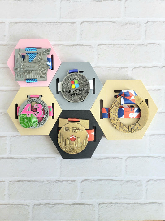 Modular Sports Medal Display, Custom Personalized Honeycomb Medal Hanger, For Runners, Gymnastists, Race Winners, Athlete Gift, Wall Art