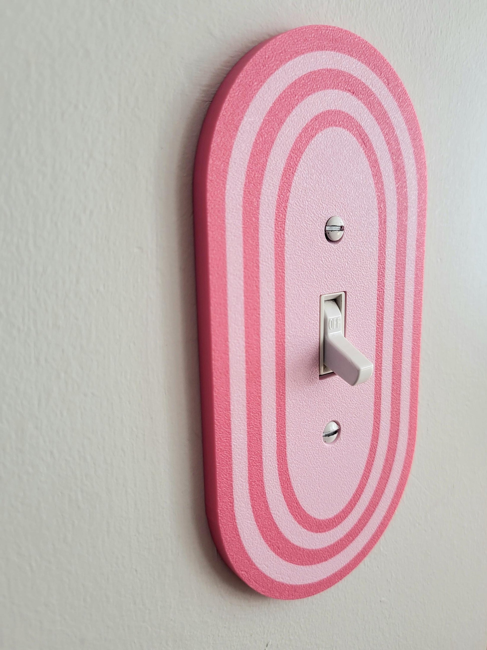 Oval Light Switch Cover With Stripes, Wall Plate Cover, Mid Century Modern, Unique Switch Plate Design, Decorative Wall Plate, Home Decor