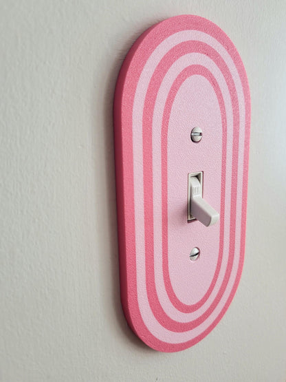 Oval Light Switch Cover With Stripes, Wall Plate Cover, Mid Century Modern, Unique Switch Plate Design, Decorative Wall Plate, Home Decor