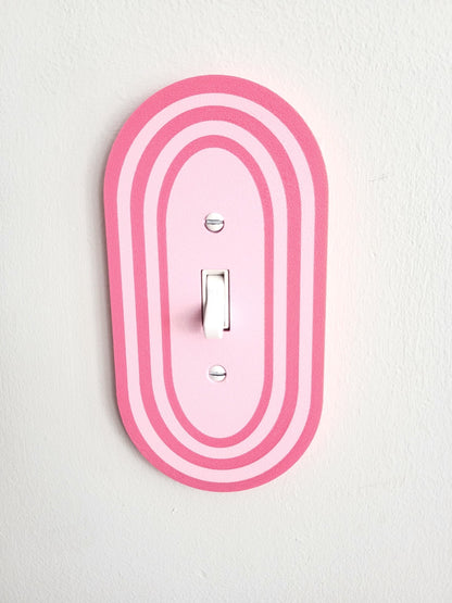 Oval Light Switch Cover With Stripes, Wall Plate Cover, Mid Century Modern, Unique Switch Plate Design, Decorative Wall Plate, Home Decor