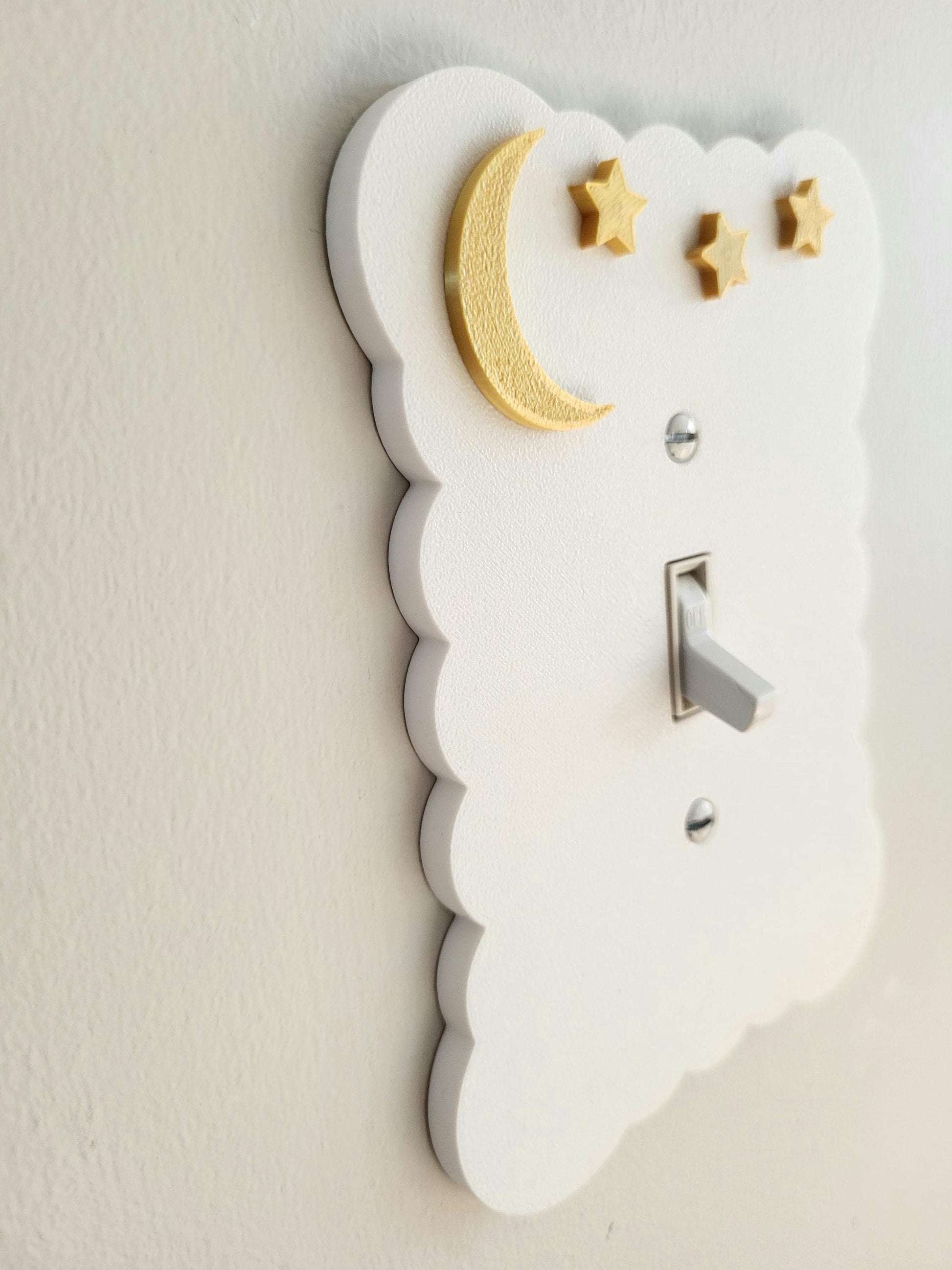 Moon and Stars Light Switch Cover, Cloudy Wall Plate For Nursery, Wavy Scalloped Switch Cover, Unique Switch For Kids Room, Personalized