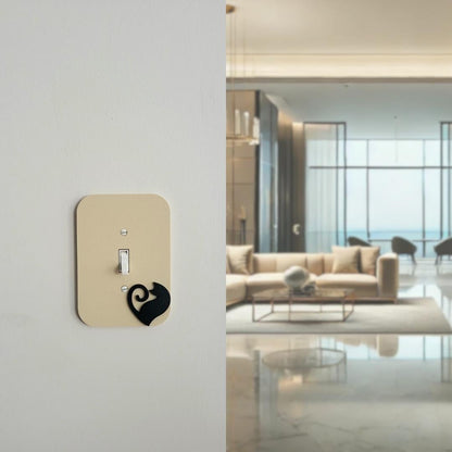 Light Switch Cover With Heart- Shaped Cat Accent, Wall Plate Cover, Mid Century Modern, Unique Switch Plate Design, Home Decor, Kitten Light Switch