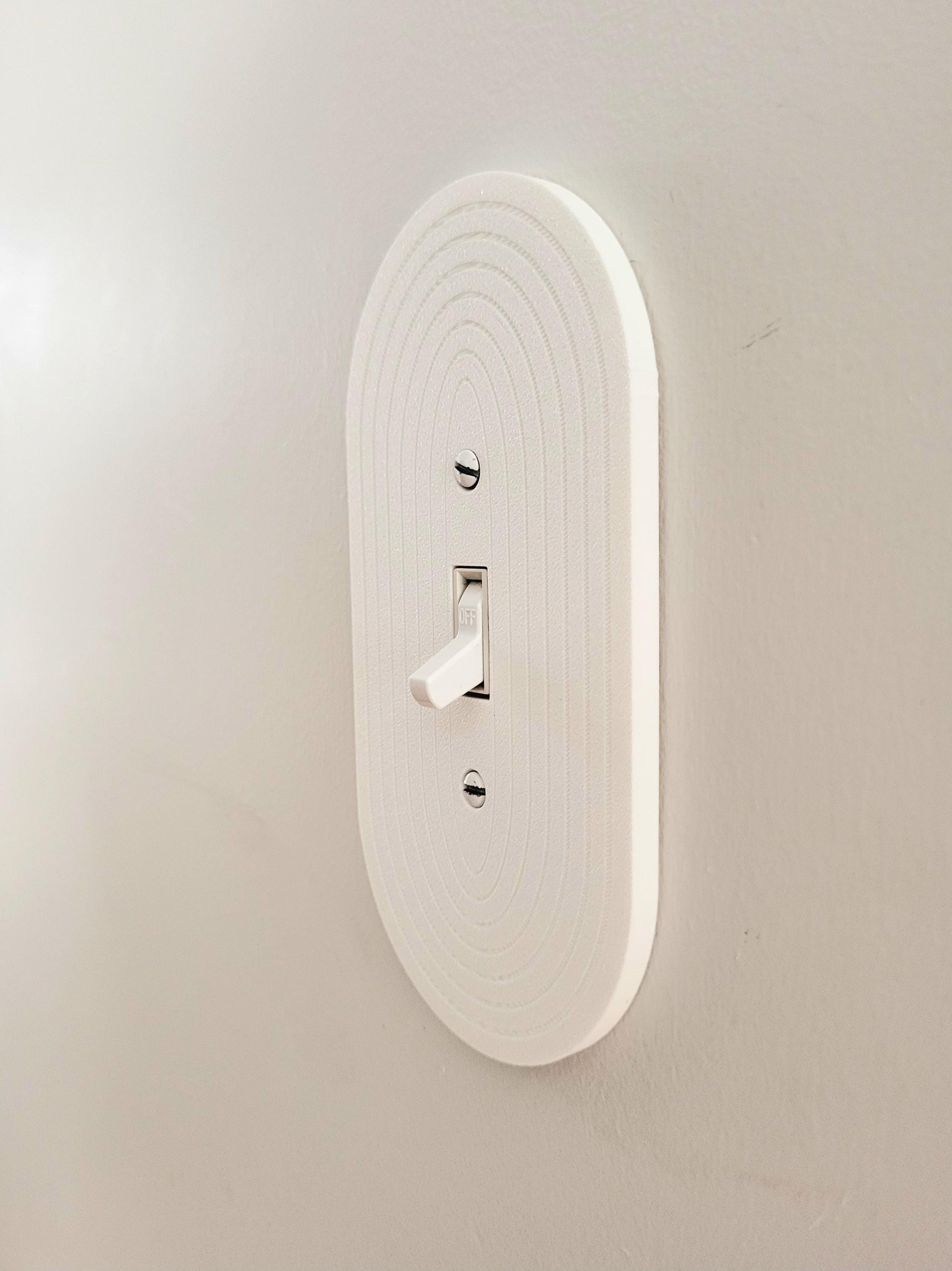 Oval Light Switch Cover With Delicate Stripes, Wall Plate Cover, Mid Century Modern, Unique Switch Plate Design, Decorative Wall Plate,