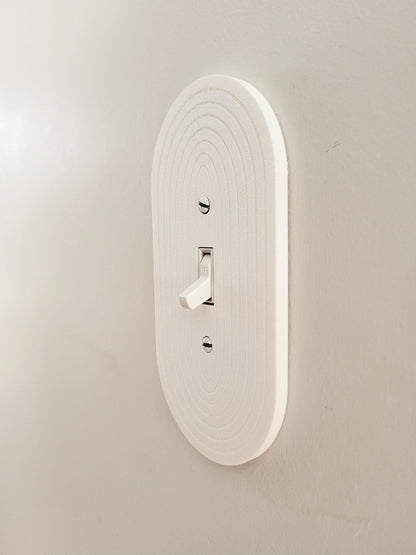 Oval Light Switch Cover With Delicate Stripes, Wall Plate Cover, Mid Century Modern, Unique Switch Plate Design, Decorative Wall Plate,