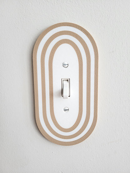 Oval Light Switch Cover With Stripes, Wall Plate Cover, Mid Century Modern, Unique Switch Plate Design, Decorative Wall Plate, Home Decor
