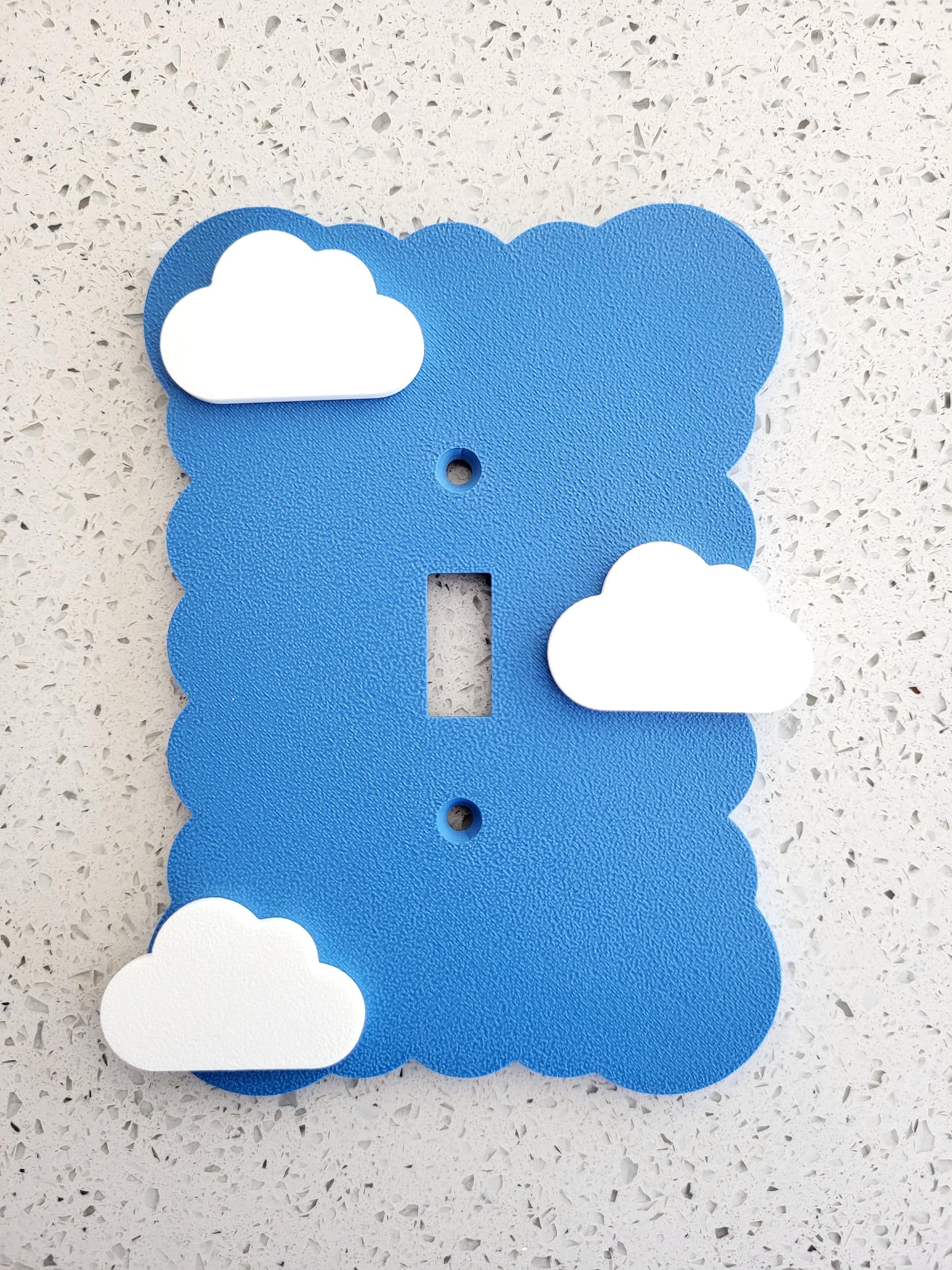 Cloudy Light Switch Cover With Clouds, Scalloped Wall Plate, Unique Switch, For Kids Room, Wavy Switch Cover, Cloud Rocker Switch, Baby Shower Gift