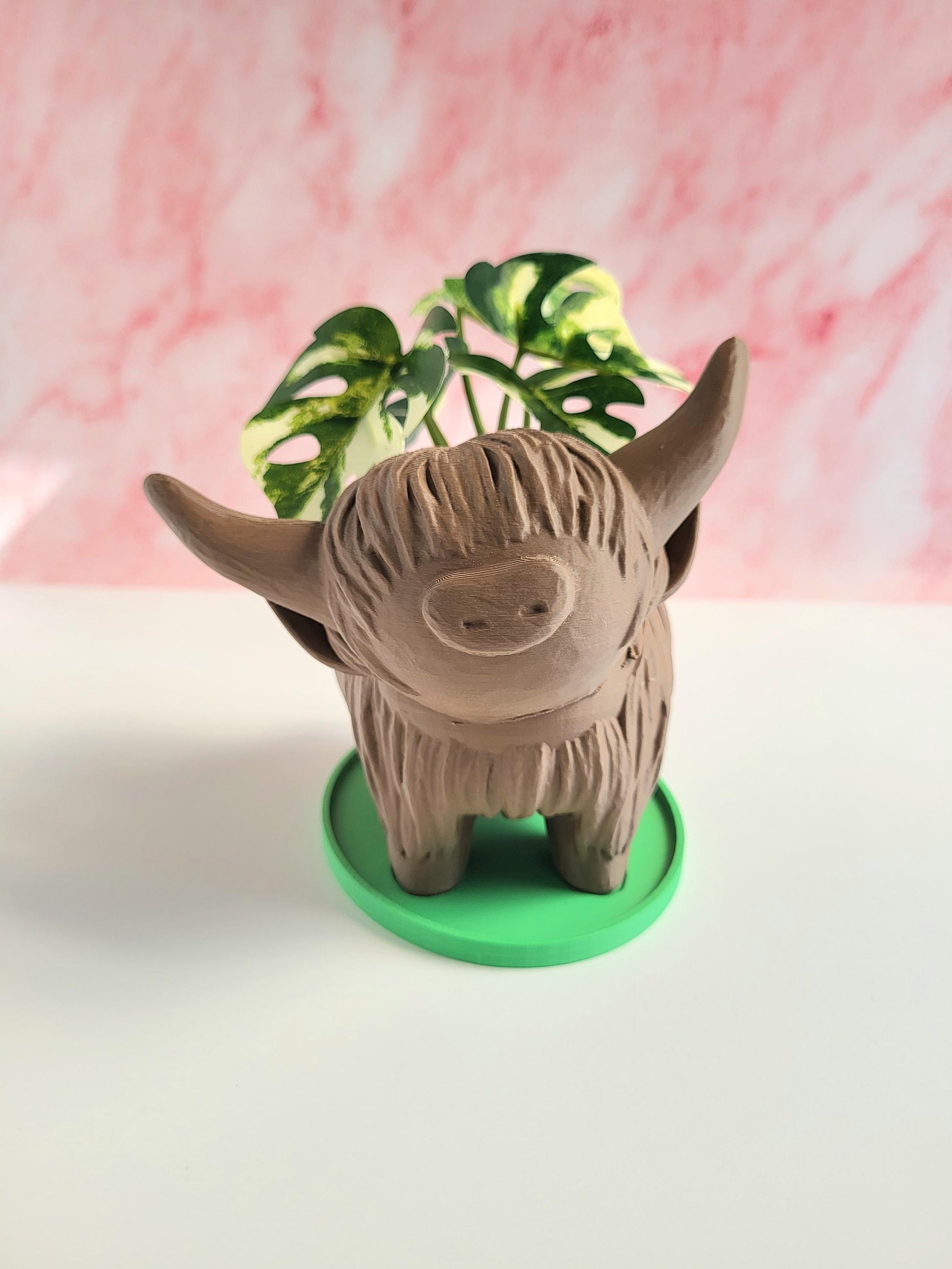Cute Mini Animal Pot for Succulents & Cacti – Farmhouse Style Decor, Cow Planter, Highland Cow Planter