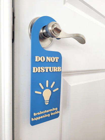 Do Not Disturb Brainstorming Happening Inside Office Door Hanger,  Sign, Door Handle Sign, Meeting in Progress Privacy Sign, Fun Office Decor